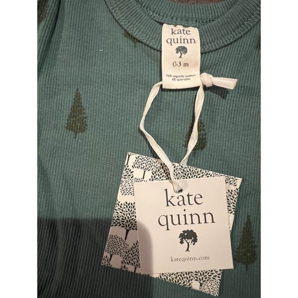 NWT Kate Quinn LongSleeve Ruffle Leg Bodysuit Tiny Pine Tree Cotton Ribbed 0-3 - Picture 3 of 3